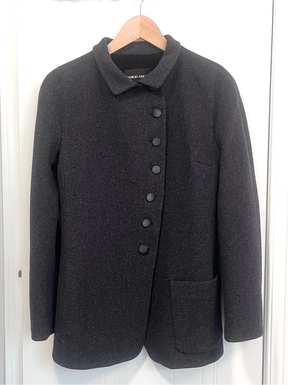 Giorgio Armani Black Label Italy Grey Wool Cashmere Blend  Coat IT 44 US 4 6